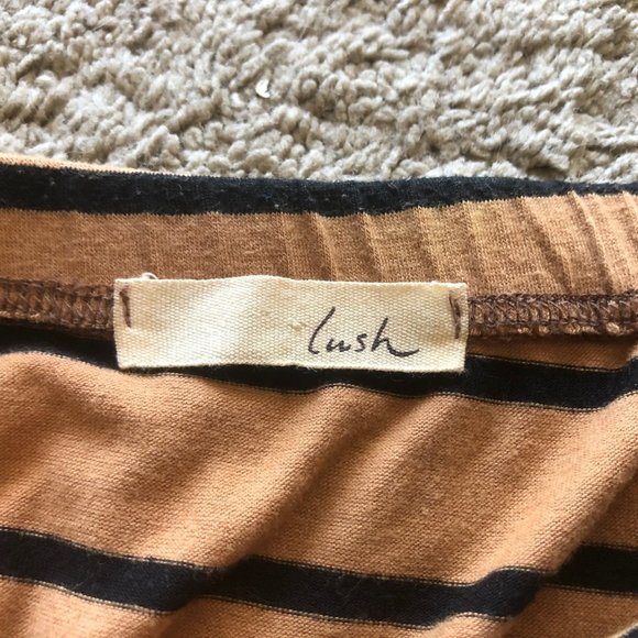 Lush Black and Carmel Colored Striped Pencil Skirt - Picture 3 of 6